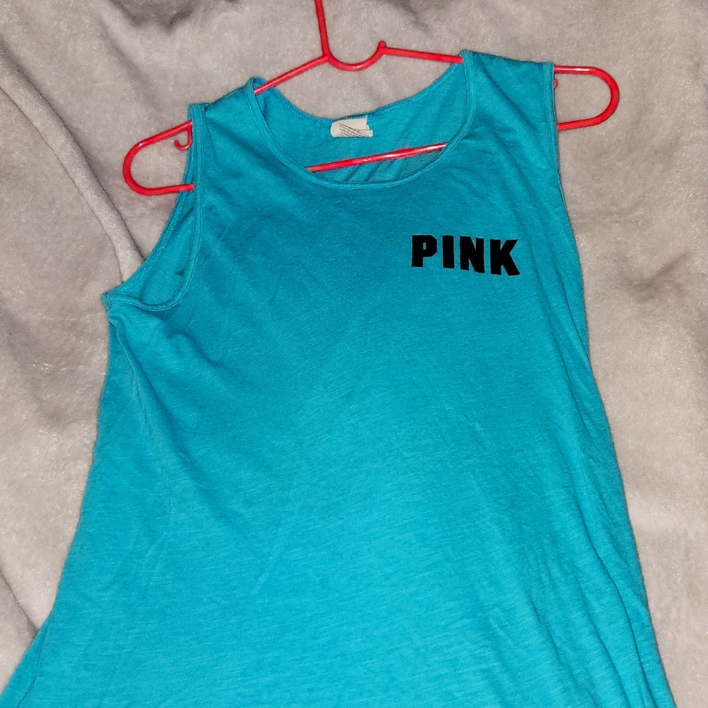 Victoria Secret PINK blue palm tree tank top Size XS